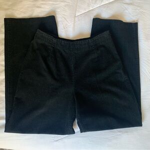 Garnet Hill Women's Black Pleated Wide Leg 100% Cotton Corduroy Pants Size 8